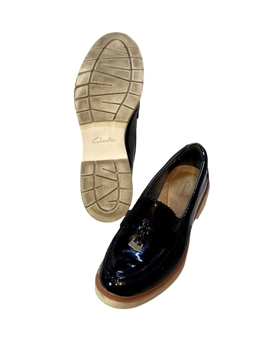 Clarks Collection Women's Black Patton Slip On Loafers Size 11M Pre-Owned NICE